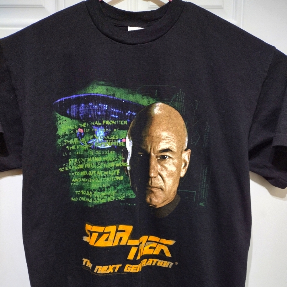 Vtg 1998 Star Trek The Next Generation Capt. Jean-Luc Picard T-shirt size Large